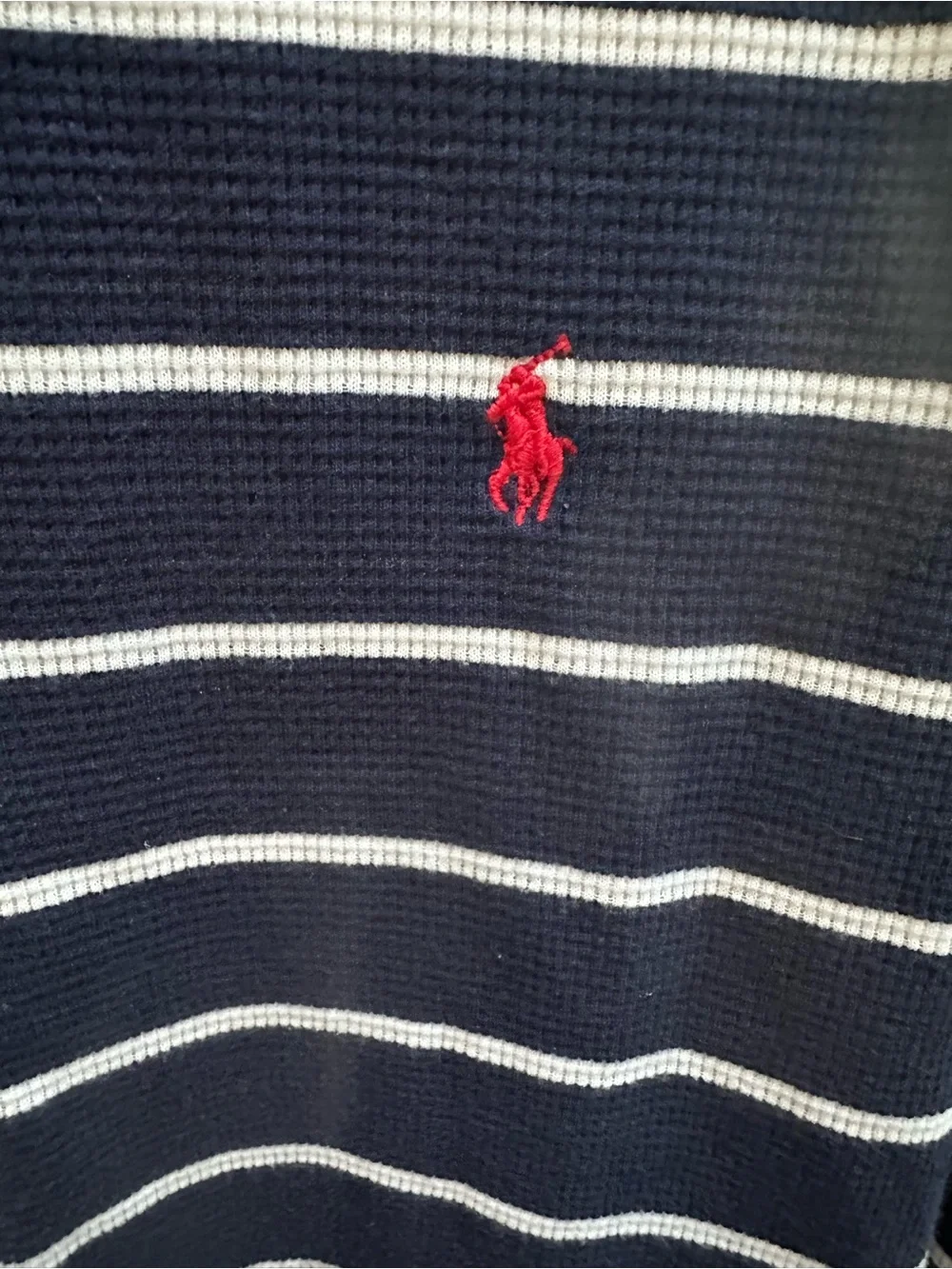 Polo by Ralph Lauren Navy & White Striped Long-Sleeve Tee with Red Pony